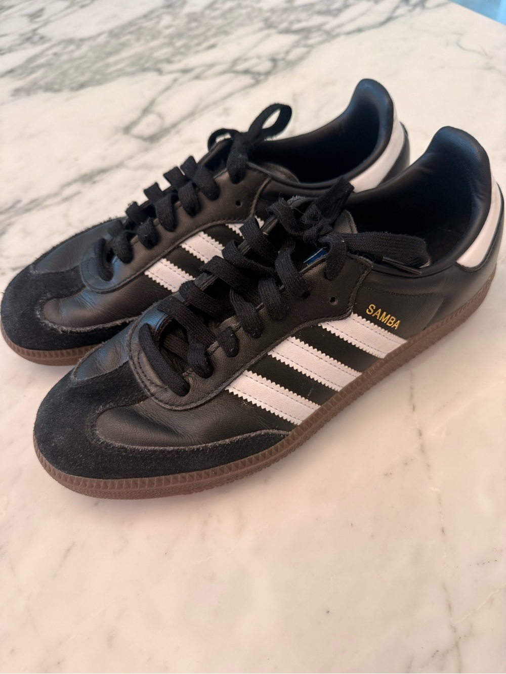Adidas Unisex Samba OG Black/White Leather Sneakers 8.5 Mens size